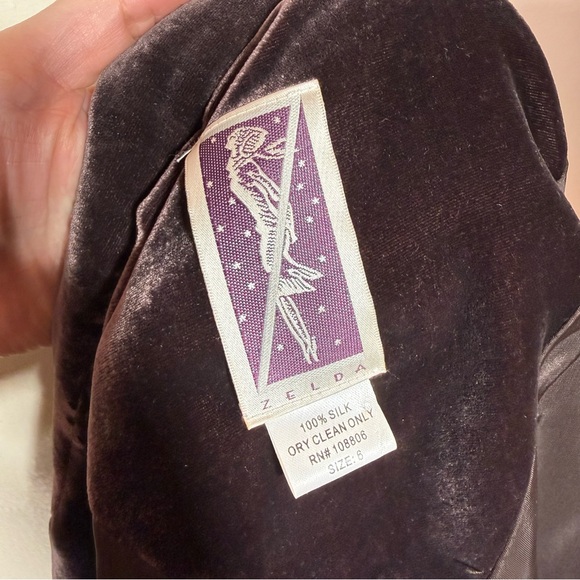 Vintage 1990’s Art deco purple grey silk velvet oversized luxury formal blazer - Picture 9 of 17